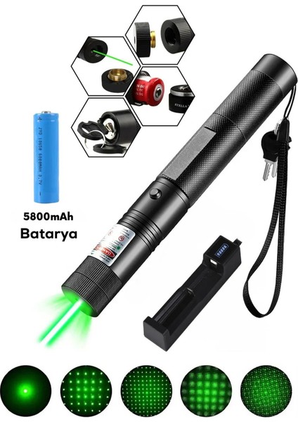OR-303 Turbo x Yeşil Şarjlı Lazer Pil Anahtar - Uzun Menzilli, Güçlü ve Çoklu Işık Efektli Er
