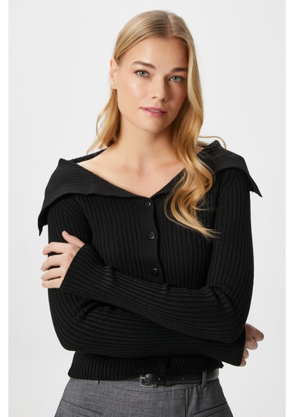 Kadın Terra Fitilli Siyah Düğmeli Triko Hırka fiyatları