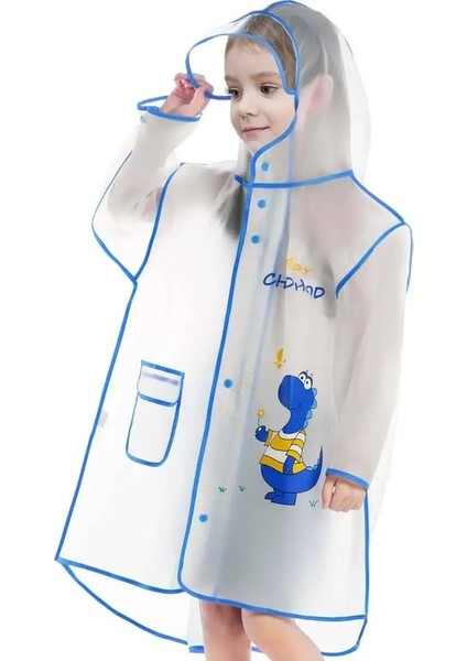 Çocuklar Yağmur Poncho, Mavi Dinozor Karikatür Erkekler Için Yağmur Birliği, Okul Çantası Kapağı, Bebek Anaokulu Ilköğretim Okulu Renk: Mavi/boyut: L (Yurt Dışından)