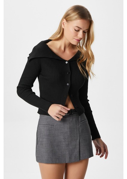 Kadın Terra Fitilli Siyah Düğmeli Triko Hırka indirimleri