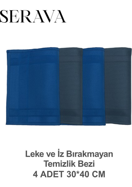 4'lü Mikrofiber Bez – Leke ve Iz Bırakmayan Temizlik Bezi (30X40)