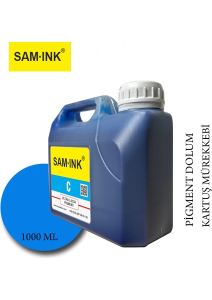 FEYİNK® Samink Canon Lucia Tm-Tx Serisi Plotter Pigment Kartuş Dolum Mürekkebi C (Cyan) -1000ML-