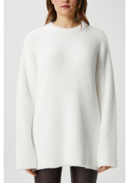 Kadın Fluffy Yumuşacık Ekru Triko Kazak fiyatları