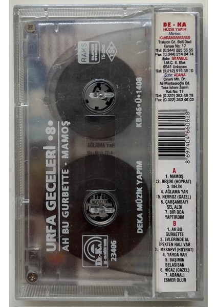 Urfa Geceleri Ah Bu Gurbette Kaset (Orijinal Dönem Baskı Kaset) fiyatları