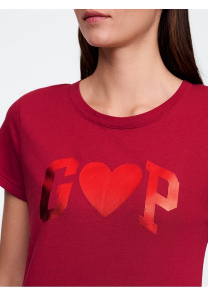 Kadın Bordo Gap Logo T-Shirt modelleri