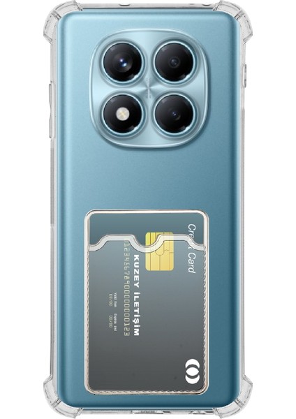 Xiaomi Redmi Note 14 Pro Plus Kapak ile Uyumlu Kamera Korumalı Kartlıklı Darbe Emici Özellikli Şeffaf Silikon Kılıf