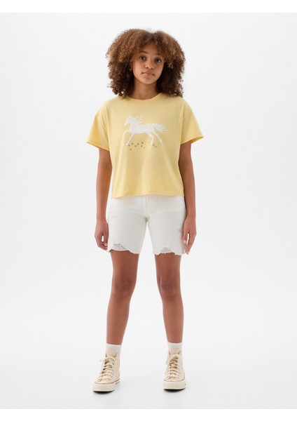 Kız Çocuk Sarı Pullu Flippy Grafikli T-Shirt fırsatları