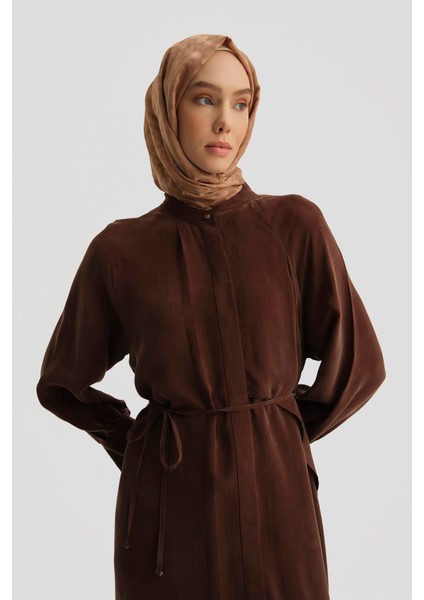 Asimetrik Allerli Cupra Tunik Elbise 25Y4706 Kahverengi fırsatları