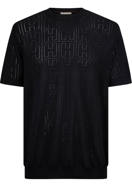 Siyah Regular Fit Bisiklet Yaka Rayon Tişört