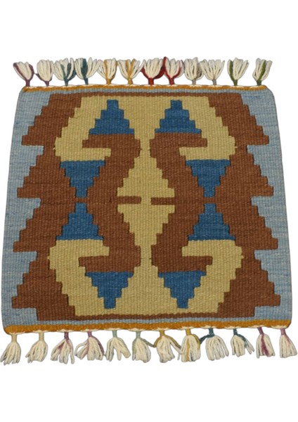Yeni El Dokuma Kare Köşe Sandalye Minderi Pınarbaşı Kayseri Yün Kilim 5977