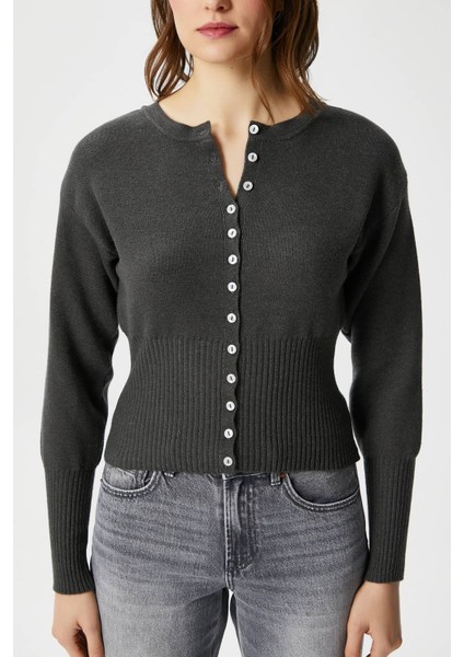 Kadın Aria Premium Viscose Yumuşak Antrasit Triko Hırka modelleri