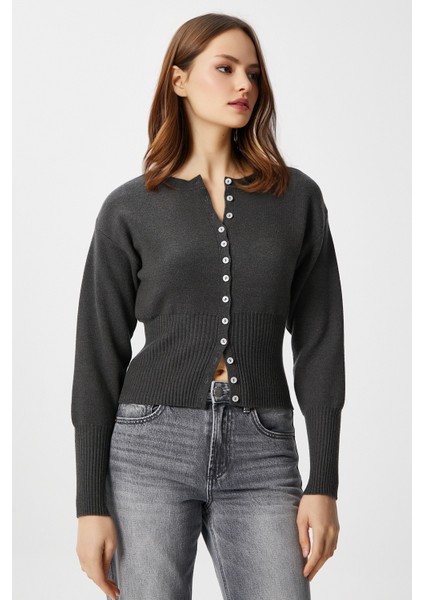 Kadın Aria Premium Viscose Yumuşak Antrasit Triko Hırka fırsatları