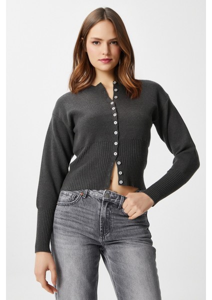 Kadın Aria Premium Viscose Yumuşak Antrasit Triko Hırka indirimleri