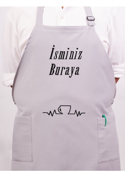 Mutfak Önlüğü Kişiye ve İsme Özel Nakışlı Mutfak Önlüğü Fincan Farklı Renkler