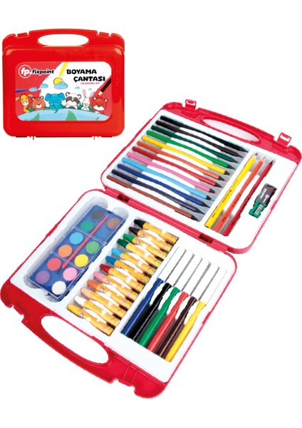 36 Parça Boyama Seti Çantalı Renkli Kalemler ve Boyalarla