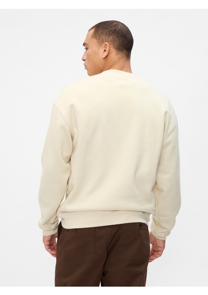 Erkek Kırık Beyaz Gap Logo Grafikli Relaxed Fleece Sweatshirt fırsatları