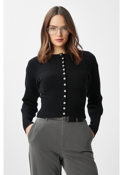 Kadın Aria Premium Viscose Yumuşak Siyah Triko Hırka