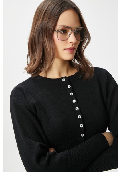 Kadın Aria Premium Viscose Yumuşak Siyah Triko Hırka