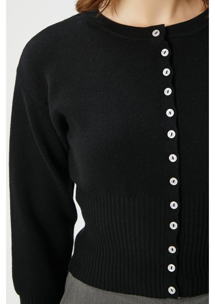 Kadın Aria Premium Viscose Yumuşak Siyah Triko Hırka