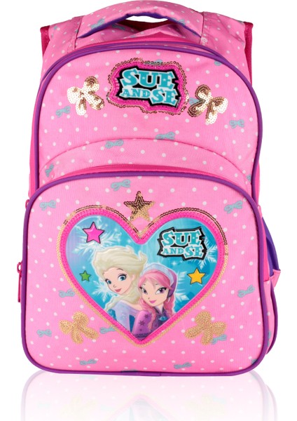 3 Lü Ilkokul Çanta Seti Kız Çocuk Çantası Astarlı Love Sueandse Pembe modelleri