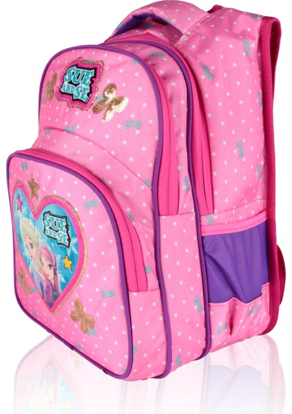 3 Lü Ilkokul Çanta Seti Kız Çocuk Çantası Astarlı Love Sueandse Pembe fırsatları