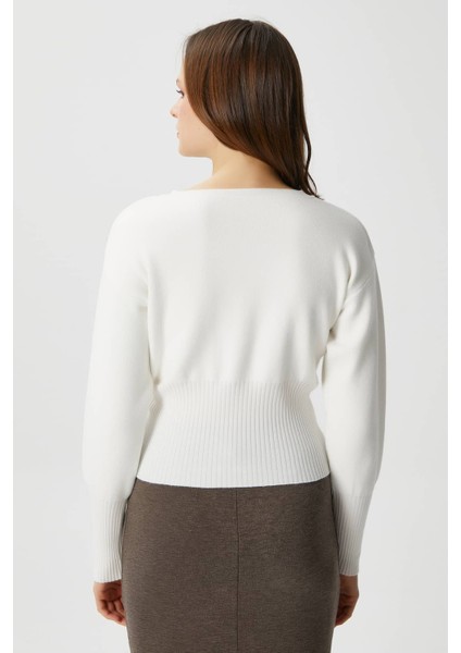 Kadın Aria Premium Viscose Yumuşak Ekru Triko Hırka