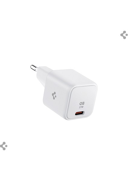 27W USB-C Ultra Mini Hızlı Şarj Aleti Samsung PPS / Isı Düşürücü GaN Destekli Akım Korumalı Güç Adaptörü iPhone & Android & iPad & MacBook Type-C White - ACH03826