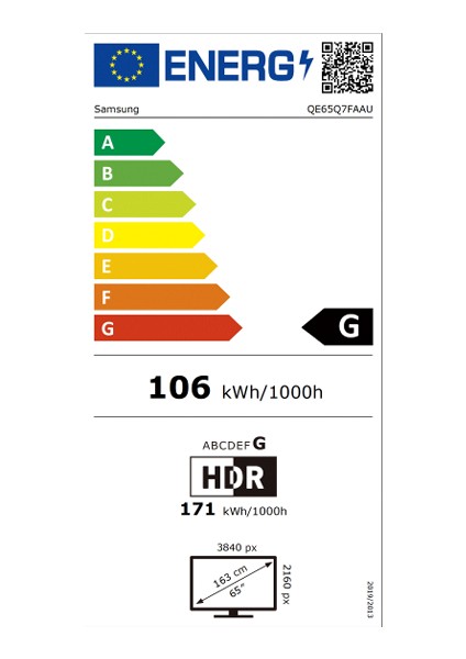 65Q7F 65'' 165 Ekran Uydu Alıcılı 4K Ultra HD Tizen Smart QLED TV