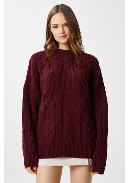 Kadın Stella Yumuşak Oversize Bordo Triko Kazak indirimleri