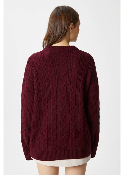 Kadın Stella Yumuşak Oversize Bordo Triko Kazak