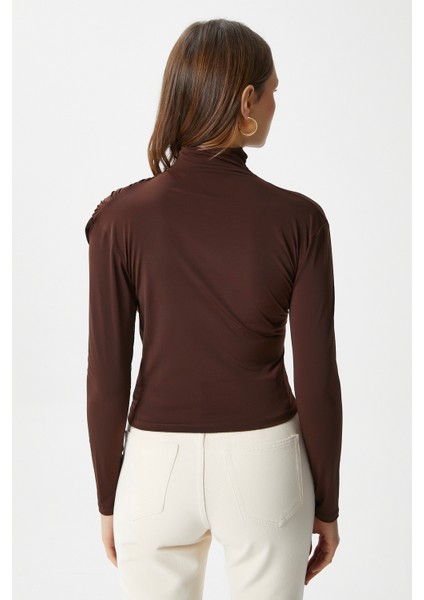 Kadın Moon Büzgülü Kahverengi Sandy Bluz indirimleri