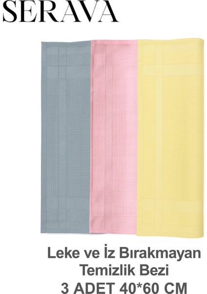 3'lü Mikrofiber Bez – Leke ve Iz Bırakmayan Temizlik Bezi (40X60)