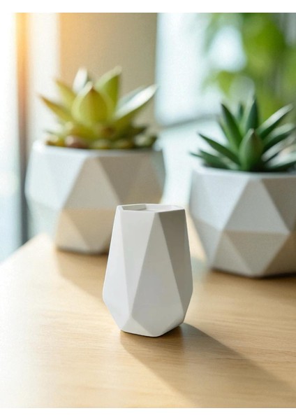 Minimalist Beton Seramik Mini Vazo – Modern Masaüstü Dekoru ve Çok Amaçlı Kullanım (10 cm ) modelleri