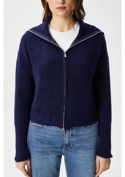 Kadın Woody Lacivert Çift Taraf Fermuarlı Polo Triko Hırka fiyatları