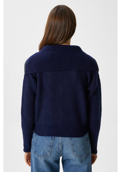 Kadın Woody Lacivert Çift Taraf Fermuarlı Polo Triko Hırka modelleri