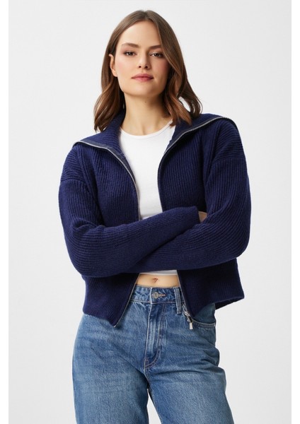 Kadın Woody Lacivert Çift Taraf Fermuarlı Polo Triko Hırka fırsatları