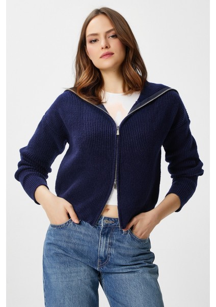 Kadın Woody Lacivert Çift Taraf Fermuarlı Polo Triko Hırka indirimleri