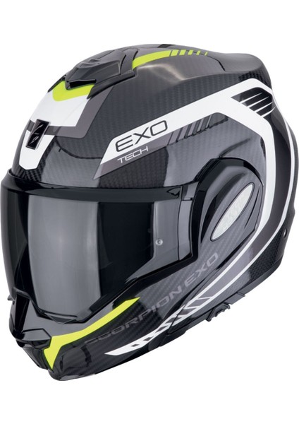 Exo-Tech Evo Carbon Cosy Çene Açılabilir Motosiklet Kaskı Siyah Sarı