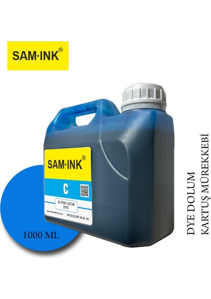® Samink Canon Pro Serisi Plotter Dye Kartuş Dolum Mürekkebi PFI-1300 PFI-1700 C (Cyan) -1000ML-