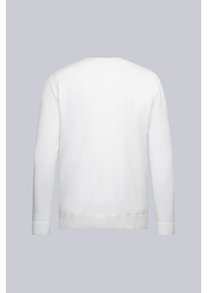 Beyaz Regular Fit Bisiklet Yaka Rayon Triko Kazak fiyatları