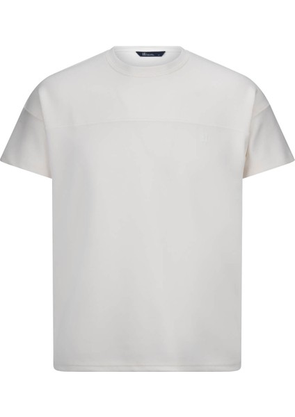 Beyaz Regular Fit Bisiklet Yaka Oversize Tişört