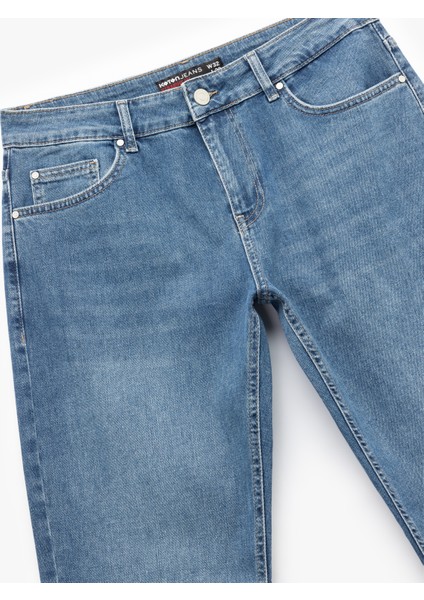 Normal Bel Pamuklu Cep Detaylı Straight Fit Jean Pantolon - Mark Jean