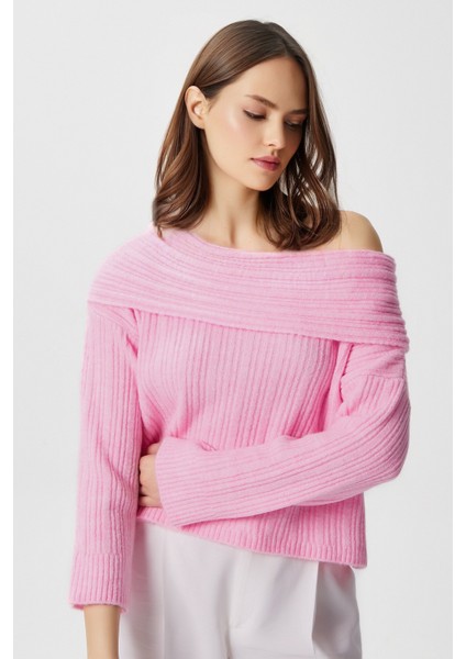 Kadın Perla Pembe Yumuşak Dokulu Kazak