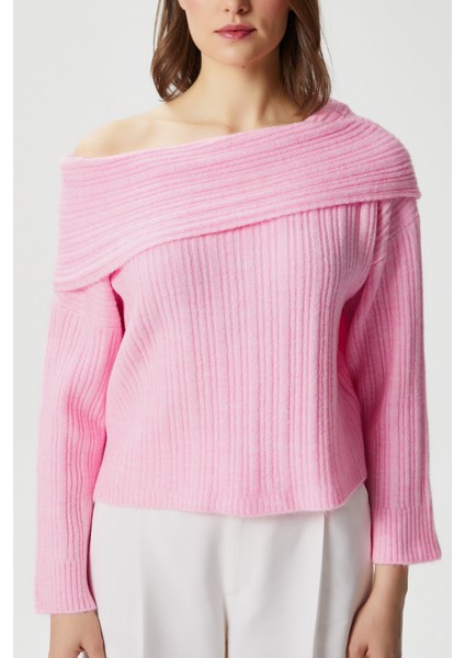 Kadın Perla Pembe Yumuşak Dokulu Kazak modelleri