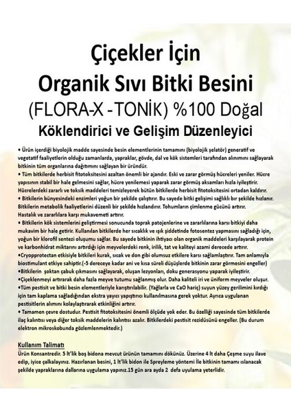 1 Lt Çiçek ve Bitkiler için Konsantre (10 Lt su ile) Organik Bitki Besini (Köklendirici ve Gelişim Düzenleyici) fiyatları