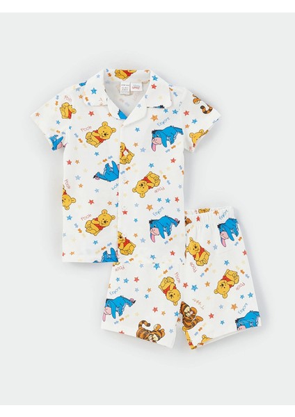 Lcw Baby Ekru Polo Yaka Kısa Kollu Baskılı Erkek Bebek Pijama Takım