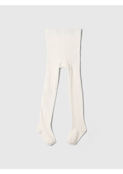 Bebek Kırık Beyaz Kalp Desenli Külotlu Çorap