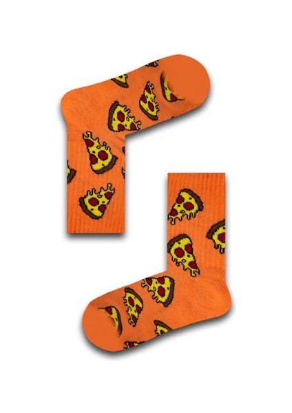 Turuncu Pizza Unisex Atletik Çorap