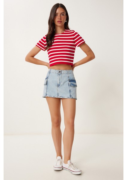 Cepli Mini Denim Etek LRC0005 Açık Mavi