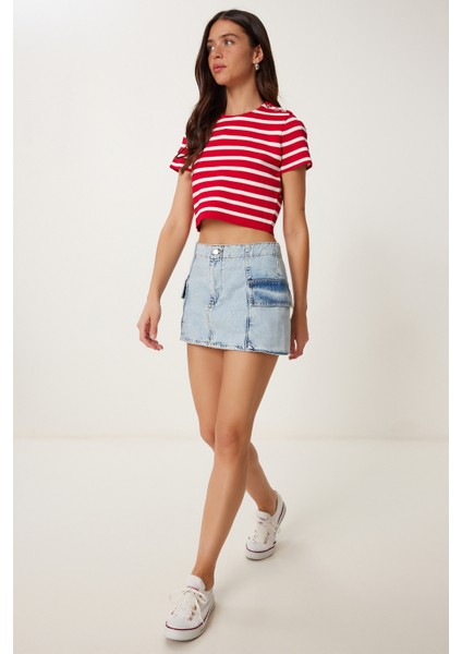 Cepli Mini Denim Etek LRC0005 Açık Mavi fiyatları
